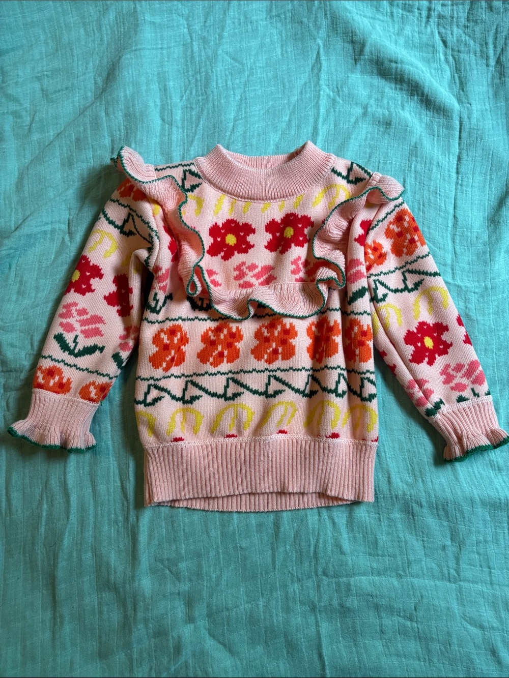 NWOT Girls Ruffled Knit Sweater